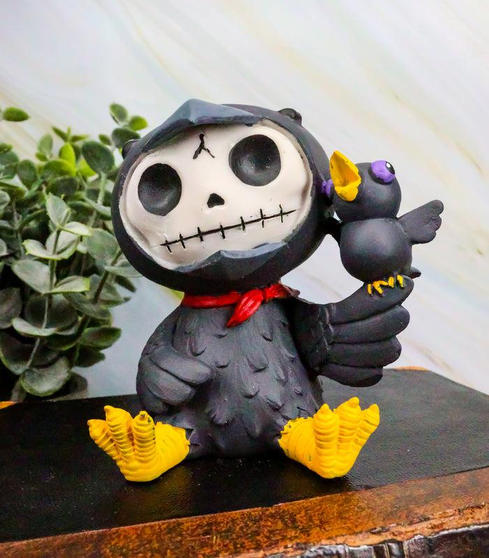 ebros gift Large Furrybones Raven Suit Leopold Skeleton Statue 3.5"H Raven Crow Furry Bones