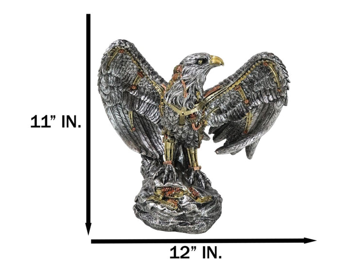 Ebros Gift Large Geared Clockwork Steampunk Nano Cyborg Eagle With Open Wings Figurine