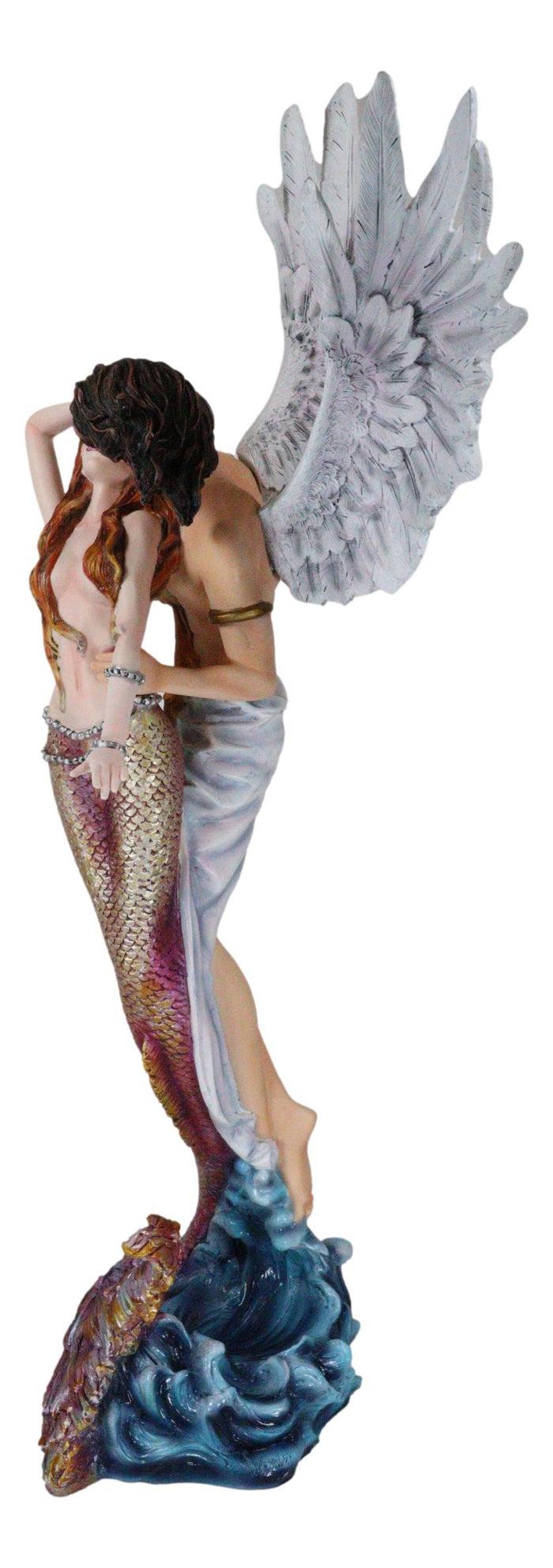 Ebros Gift Large Goddess Mermaid Embracing With Heavenly Winged Angel By The Ocean Statue