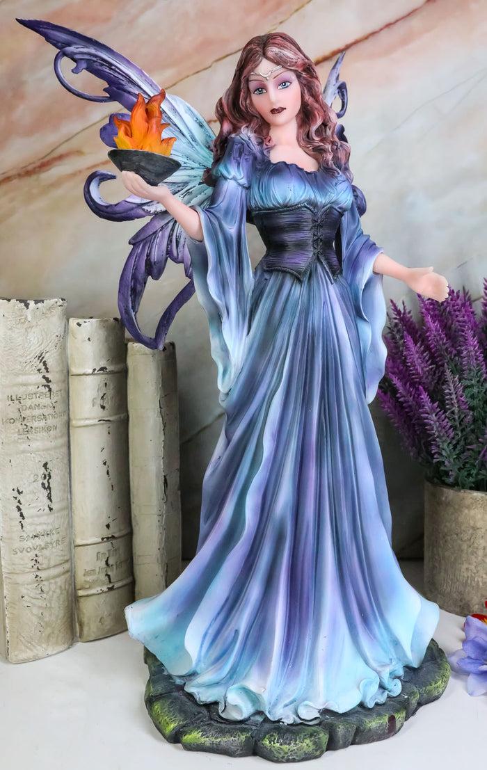 ebros gift Large Goddess of Olympian Fire Elemental Fairy Queen In Blue Long Gown Statue