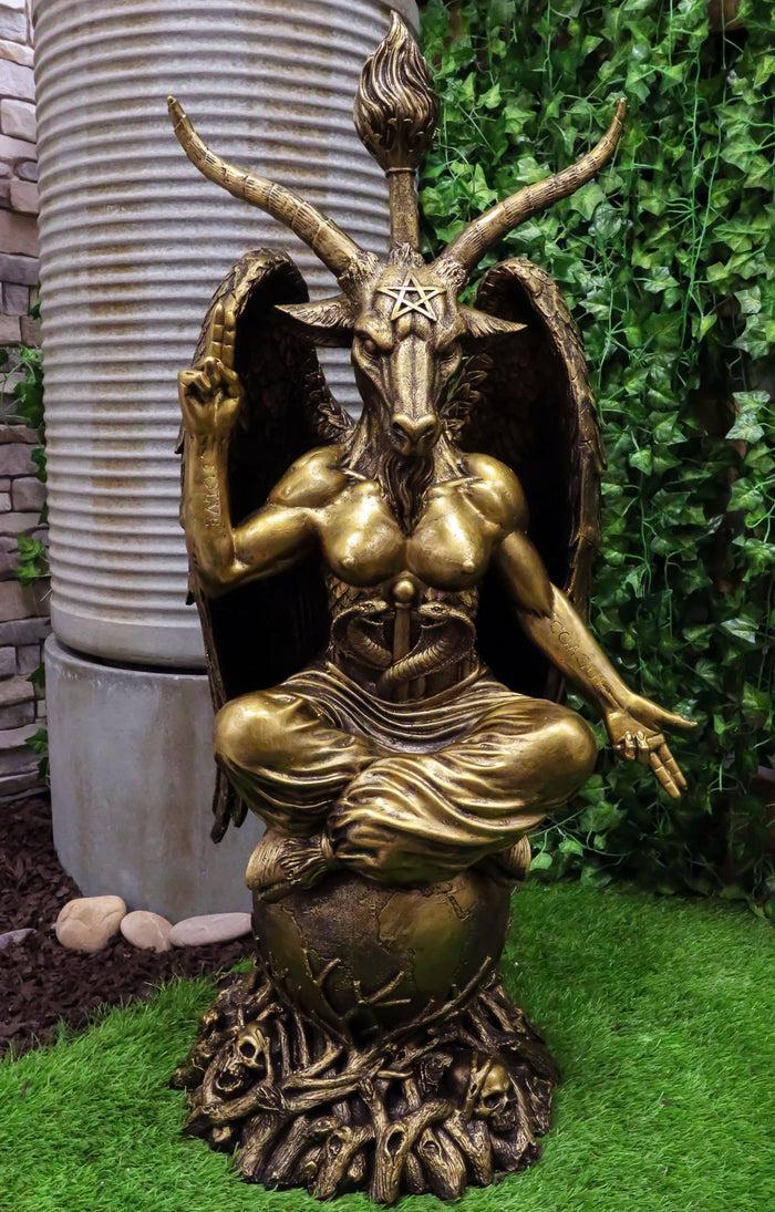 ebros gift Large Gold Tone 3 Feet Oversized Sabbatic Goat Baphomet Statue