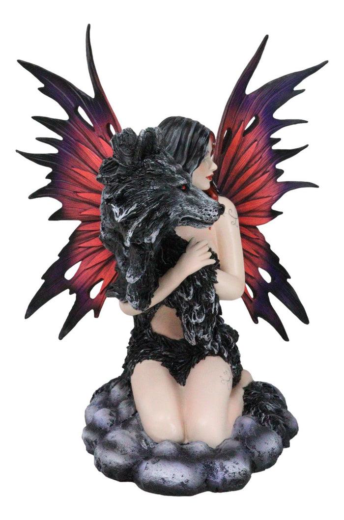 Ebros Gift Large Gothic Fairy Goddess Artemis Holding Black Wolf Home Decor Figurine 13"H