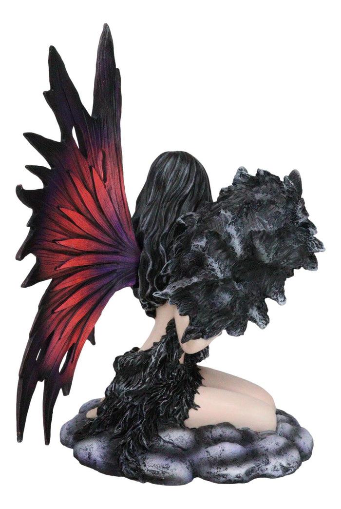 Ebros Gift Large Gothic Fairy Goddess Artemis Holding Black Wolf Home Decor Figurine 13"H