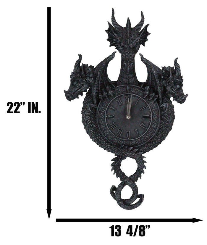 Ebros Gift Large Gothic Spiral Serpent Triple Dragon Overlords Time Sentinels Wall Clock