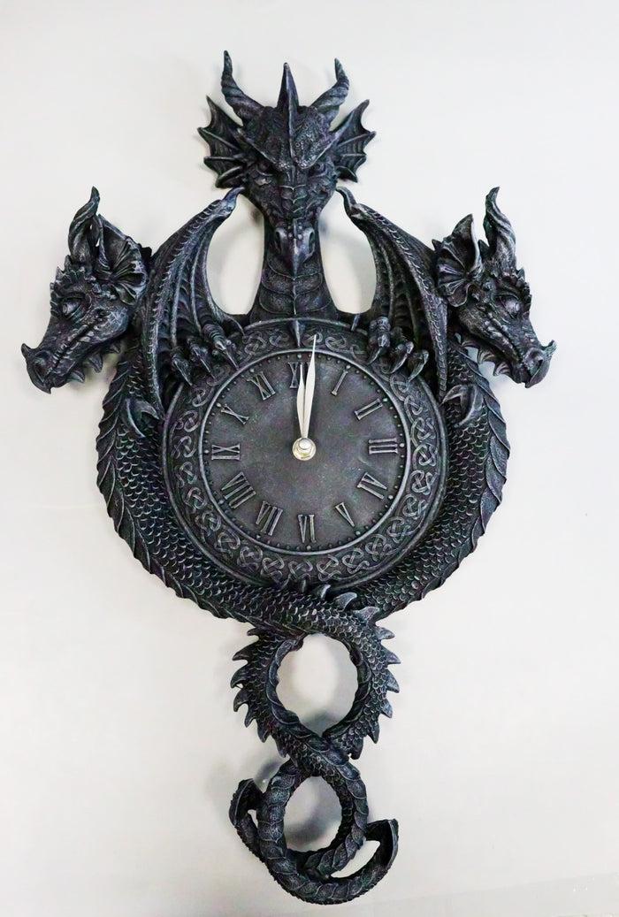 ebros gift Large Gothic Spiral Serpent Triple Dragon Overlords Time Sentinels Wall Clock