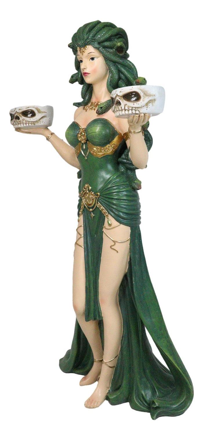 Ebros Gift Large Greek Gorgon Goddess Medusa In Green Gown Dual Votive Candleholders Statue