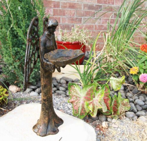 Ebros Gift Large Heavenly Angel Saint Gabriel Bird Feeder Or Bath Garden Decor Iron Statue