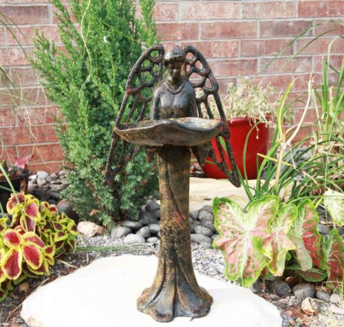 Ebros Gift Large Heavenly Angel Saint Gabriel Bird Feeder Or Bath Garden Decor Iron Statue
