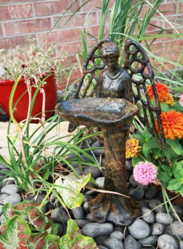 ebros gift Large Heavenly Angel Saint Gabriel Bird Feeder Or Bath Garden Decor Iron Statue