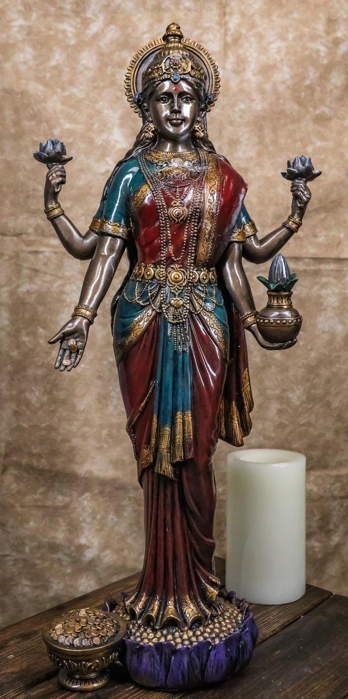 ebros gift Large Hindu Goddess Of Prosperity And Wisdom Lakshmi Shri Thirumagal Statue 20"H