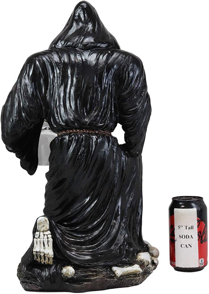 Ebros Gift Large Kneeling Grim Reaper Skeleton Wine Bottle & Glasses Valet Holder Statue