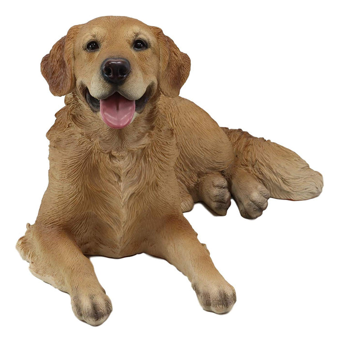 Ebros Gift Large Lifelike Charlie The Chocolate Golden Retriever Panting Statue 23.25"Long