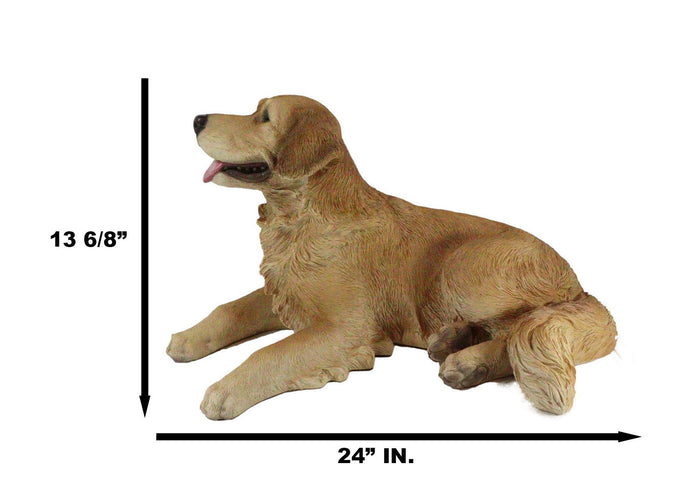 Ebros Gift Large Lifelike Charlie The Chocolate Golden Retriever Panting Statue 23.25"Long