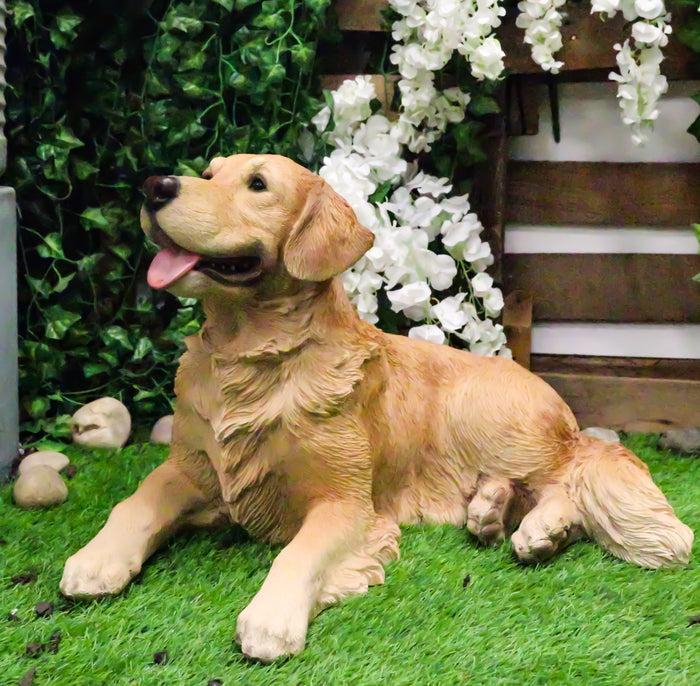 ebros gift Large Lifelike Charlie The Chocolate Golden Retriever Panting Statue 23.25"Long