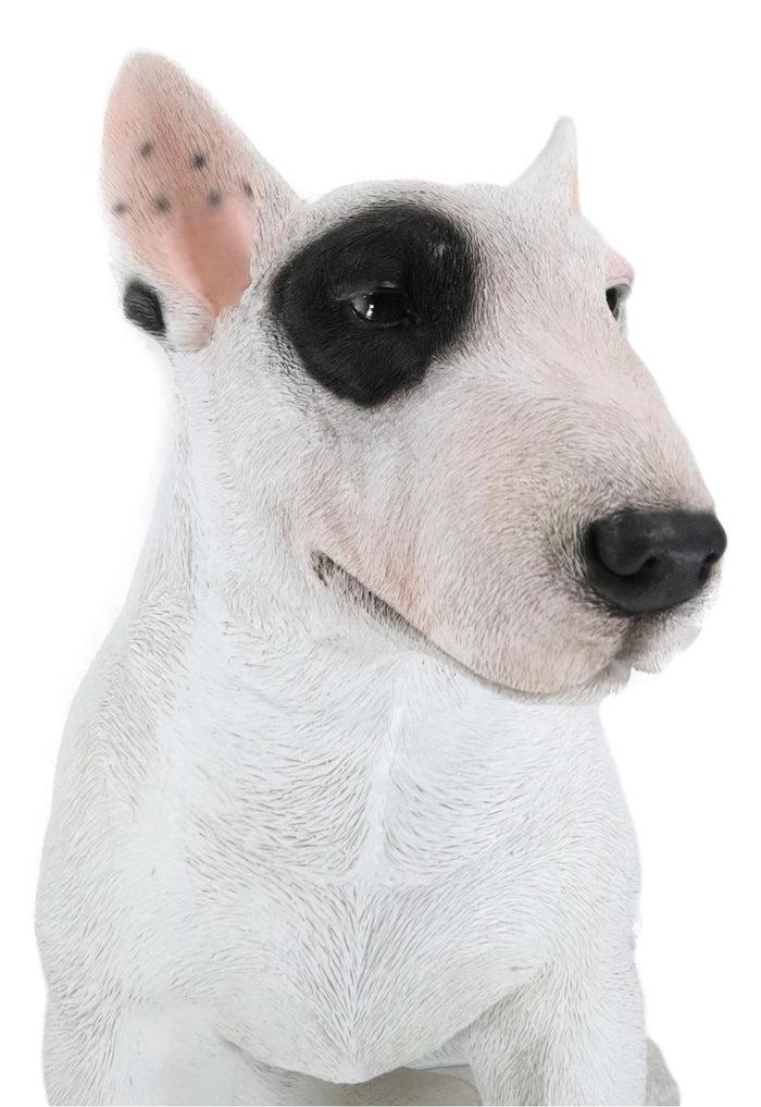 Ebros Gift Large Lifelike Comical Bull Terrier Sitting Statue 16" L Fine Pedigree Dog Decor