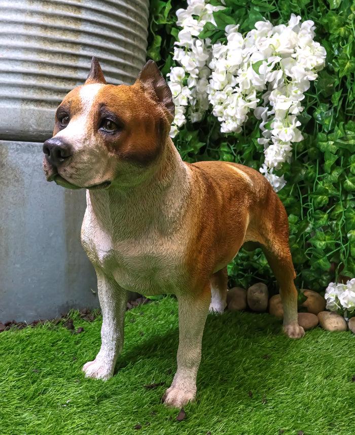 ebros gift Large Lifelike Realistic American Pit Bull Terrier Dog Statue 21.75"L Decor