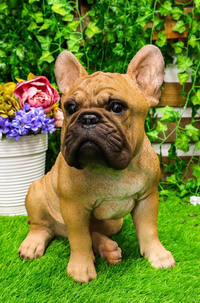 ebros gift Large Lifelike Realistic French Bulldog Statue With Glass Eyes 15.75"H Frenchie