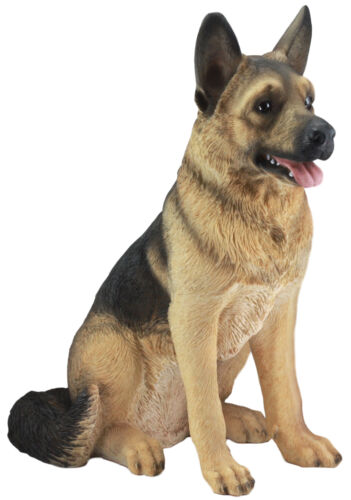 Ebros Gift Large Lifelike Realistic German Shepherd Dog Statue With Glass Eyes 21.25"H