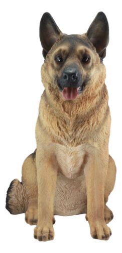 Ebros Gift Large Lifelike Realistic German Shepherd Dog Statue With Glass Eyes 21.25"H