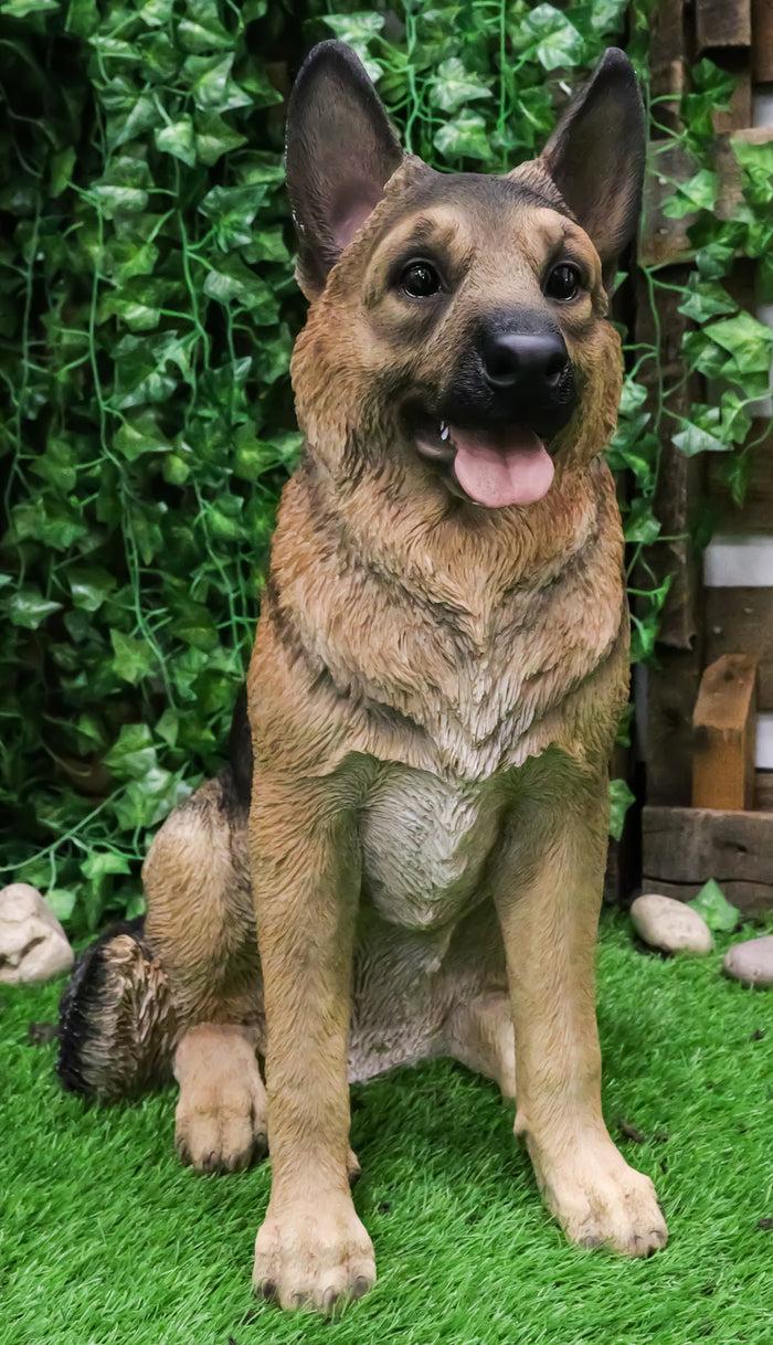 ebros gift Large Lifelike Realistic German Shepherd Dog Statue With Glass Eyes 21.25"H