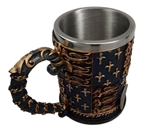 Ebros Gift Large Medieval Coat Of Arms Lion Heart Beer Stein Tankard Coffee Cup Mug 5.25"H