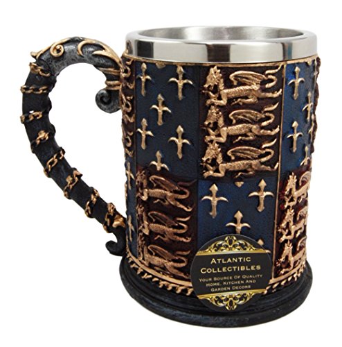 ebros gift Large Medieval Coat Of Arms Lion Heart Beer Stein Tankard Coffee Cup Mug 5.25"H