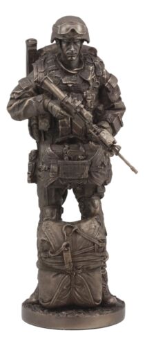 Ebros Gift Large Military War Parachutist Soldier Paratrooper Carrying Rifle Statue 12.75"H