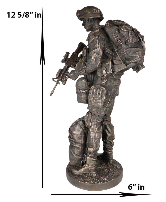 Ebros Gift Large Military War Parachutist Soldier Paratrooper Carrying Rifle Statue 12.75"H