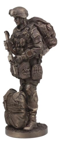 Ebros Gift Large Military War Parachutist Soldier Paratrooper Carrying Rifle Statue 12.75"H