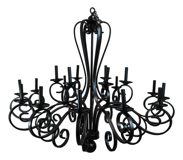 Ebros Gift Large Modern Black Iron Ornate French Scroll 18 Arms Chandelier Pendant Lamp