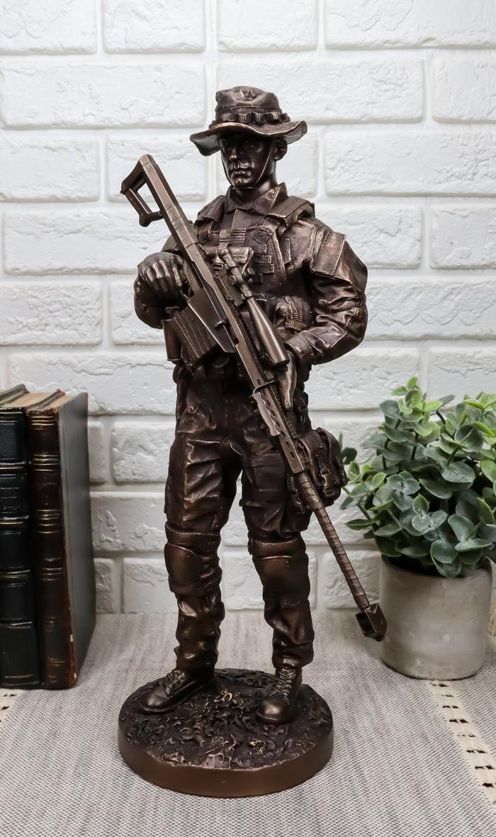 ebros gift Large Modern Military Marine Sniper Soldier Statue 13"Tall Marksman Task Force