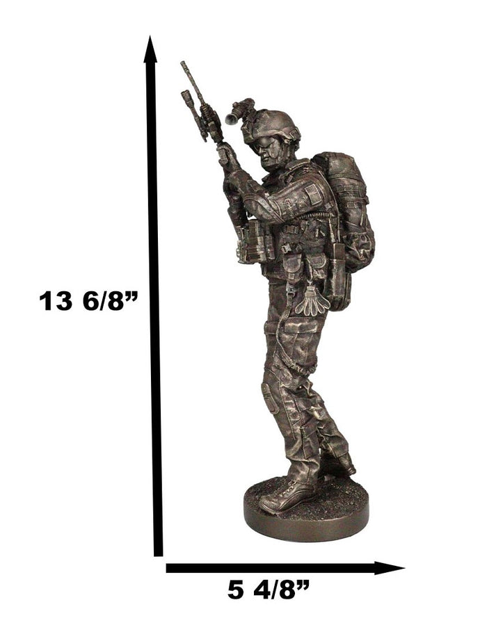 Ebros Gift Large Modern Warfare Infantry Statue 14"H Military Rifle Unit Soldier Figurine