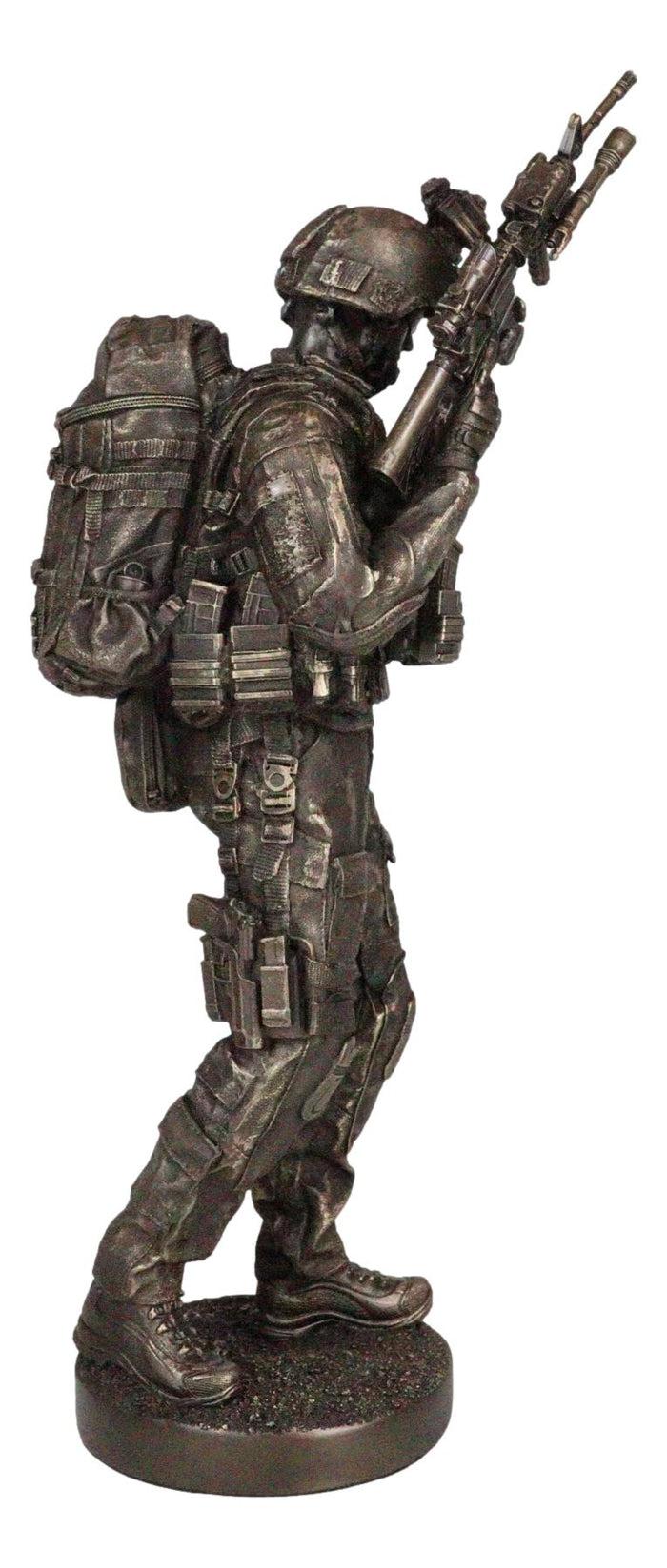 Ebros Gift Large Modern Warfare Infantry Statue 14"H Military Rifle Unit Soldier Figurine