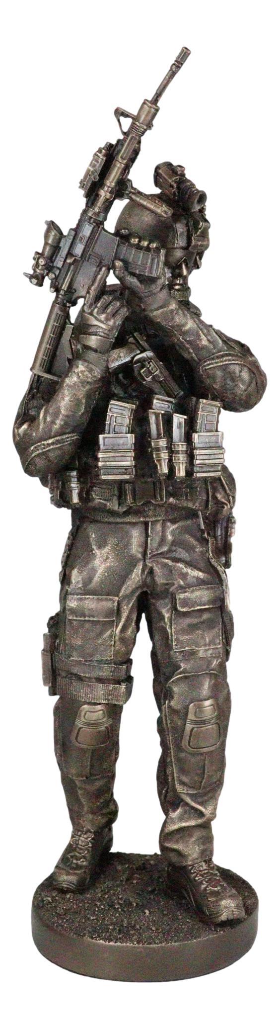 Ebros Gift Large Modern Warfare Infantry Statue 14"H Military Rifle Unit Soldier Figurine