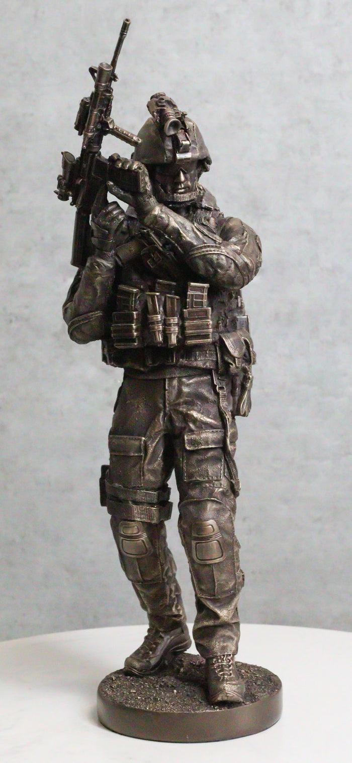 ebros gift Large Modern Warfare Infantry Statue 14"H Military Rifle Unit Soldier Figurine