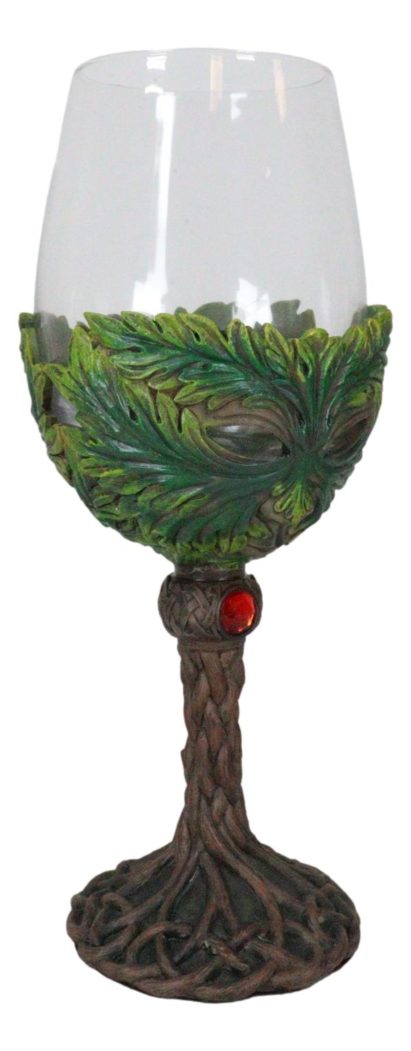 Ebros Gift Large Mysterious Forest Tree Spirit Greenman Deity Wine Glass Goblet Chalice Cup