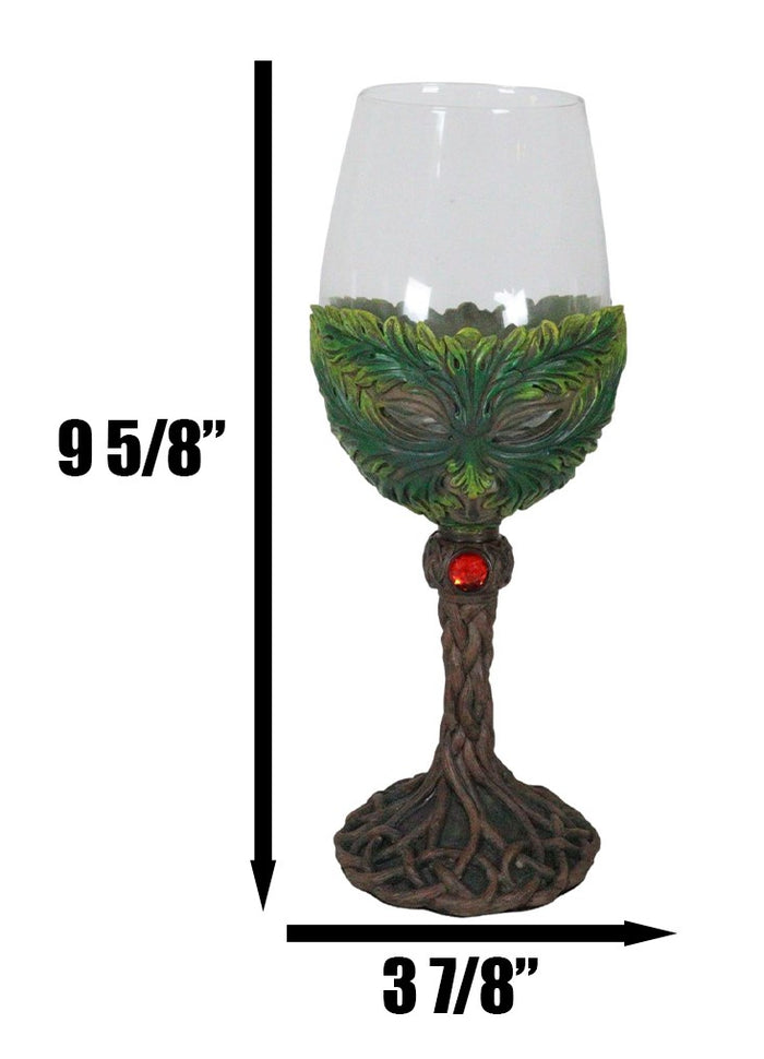 Ebros Gift Large Mysterious Forest Tree Spirit Greenman Deity Wine Glass Goblet Chalice Cup