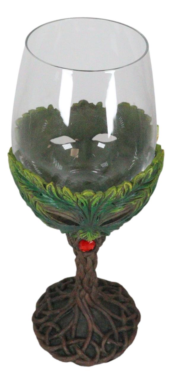 Ebros Gift Large Mysterious Forest Tree Spirit Greenman Deity Wine Glass Goblet Chalice Cup
