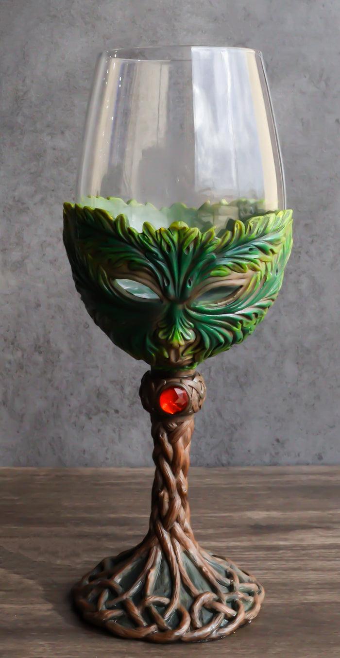 ebros gift Large Mysterious Forest Tree Spirit Greenman Deity Wine Glass Goblet Chalice Cup
