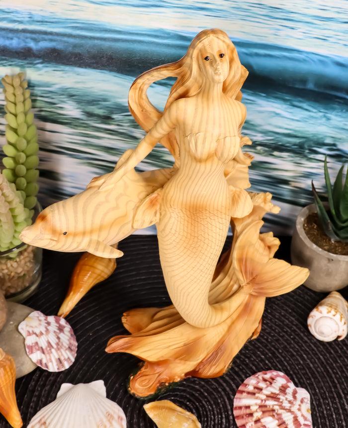 Ebros Gift Large Ocean Mermaid Princess With Dolphin Friend Figurine Coastal Marine Statue