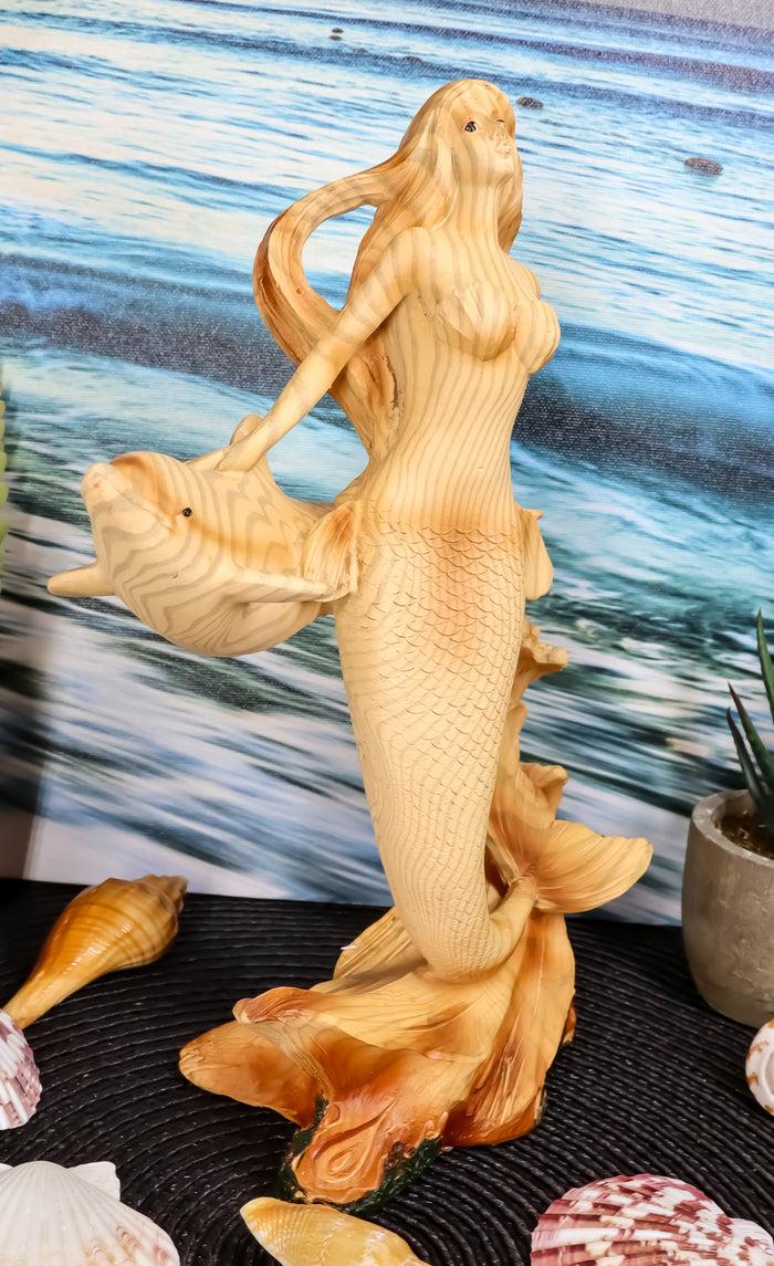 Ebros Gift Large Ocean Mermaid Princess With Dolphin Friend Figurine Coastal Marine Statue