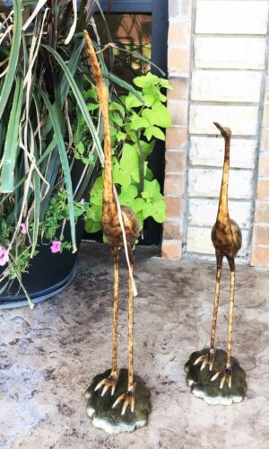 Ebros Gift Large Pair Of Lover Birds Crane Mating Dance Outdoor Aluminum Garden Statue