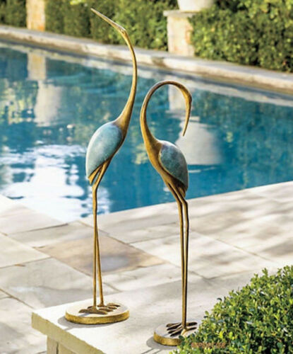 Ebros Gift Large Pair Of Lover Preening Cranes Zen Garden Metal Statue Longevity Symbols