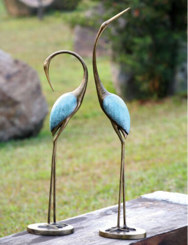 Ebros Gift Large Pair Of Lover Preening Cranes Zen Garden Metal Statue Longevity Symbols