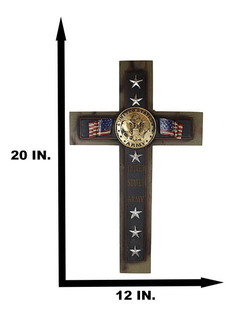 Ebros Gift Large Patriot USA Military United States Army Medallion Flags Stars Wall Cross
