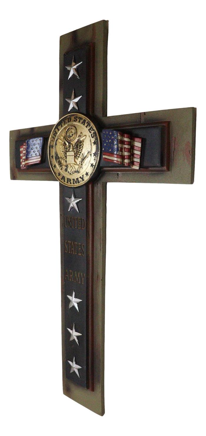 Ebros Gift Large Patriot USA Military United States Army Medallion Flags Stars Wall Cross