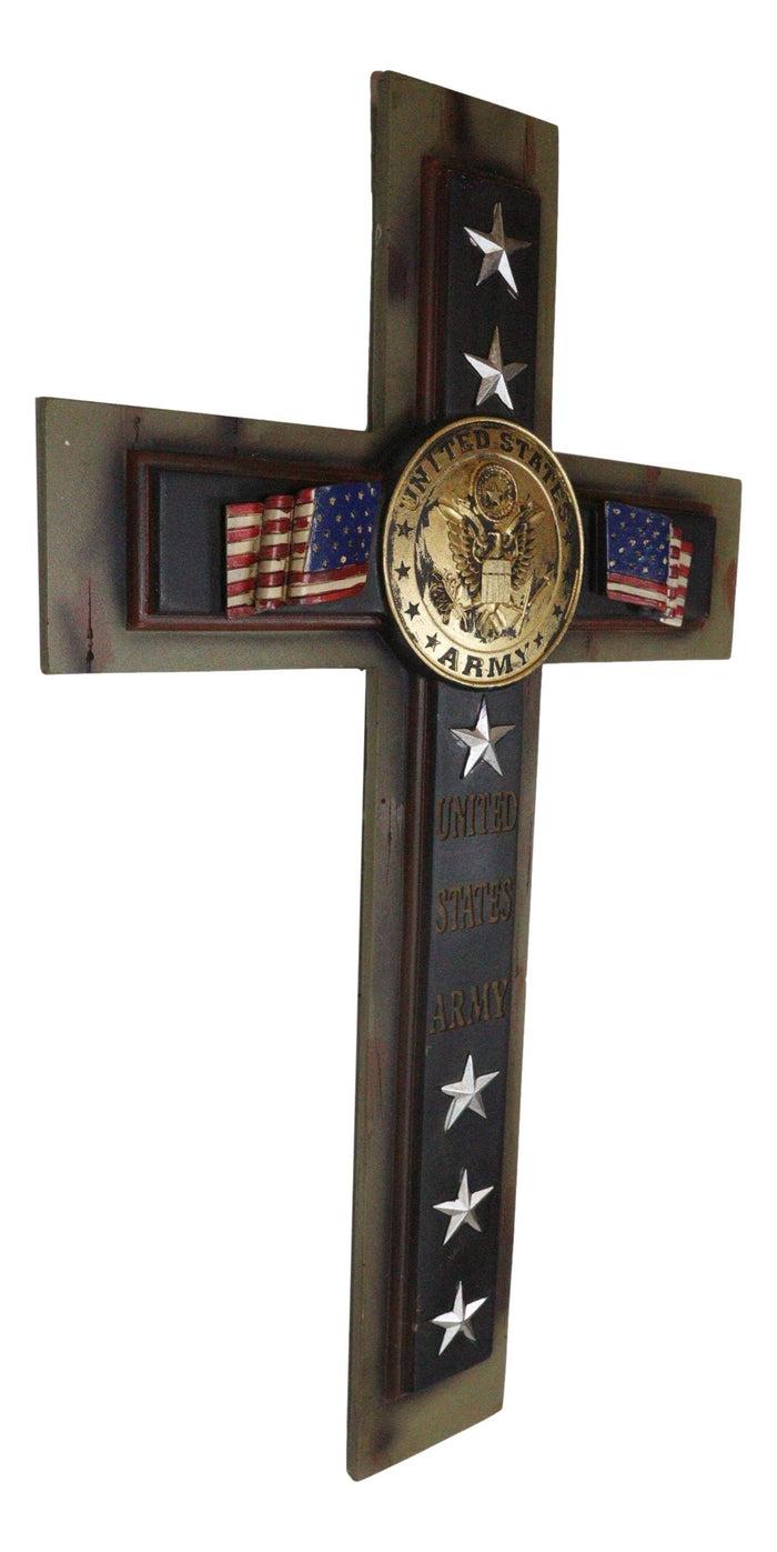 Ebros Gift Large Patriot USA Military United States Army Medallion Flags Stars Wall Cross