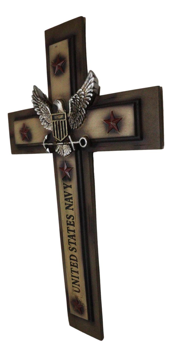 Ebros Gift Large Patriotic United States Navy Eagle And Anchor Emblem Wall Cross Plaque