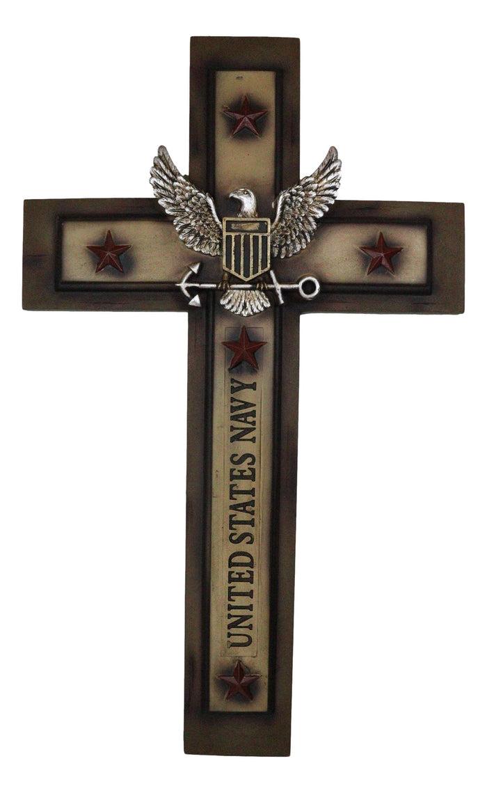 ebros gift Large Patriotic United States Navy Eagle and Anchor Emblem Wall Cross Plaque