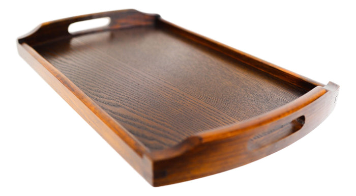 Ebros Gift Large Premium Solid Wood Breakfast Butler Tray Platter With Handles 17.5"X10.5"